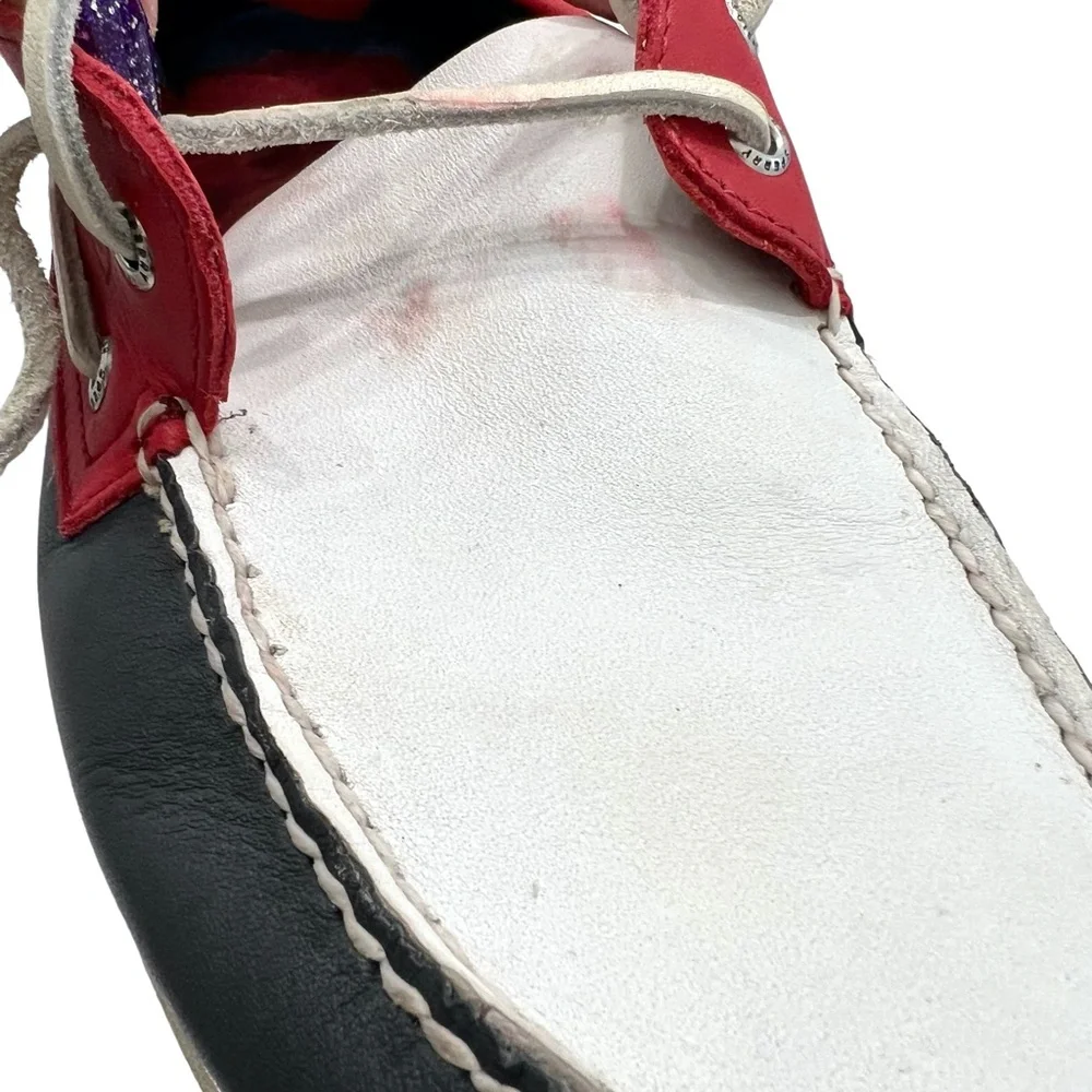 SPERRY TOP-SIDER 2-EYE BOAT SHOES IN RED, WHITE & BLUE